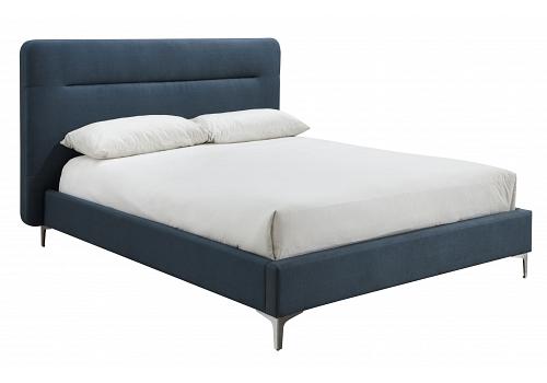 4ft6 Double Fyn Steel Blue Linen Fabric Upholstered Bed Frame 1